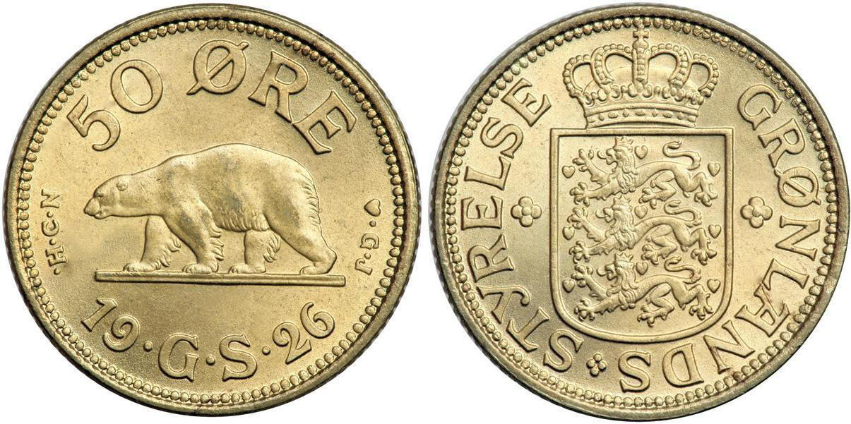 Grønlands Første Mønt - 50-øren fra 1926!