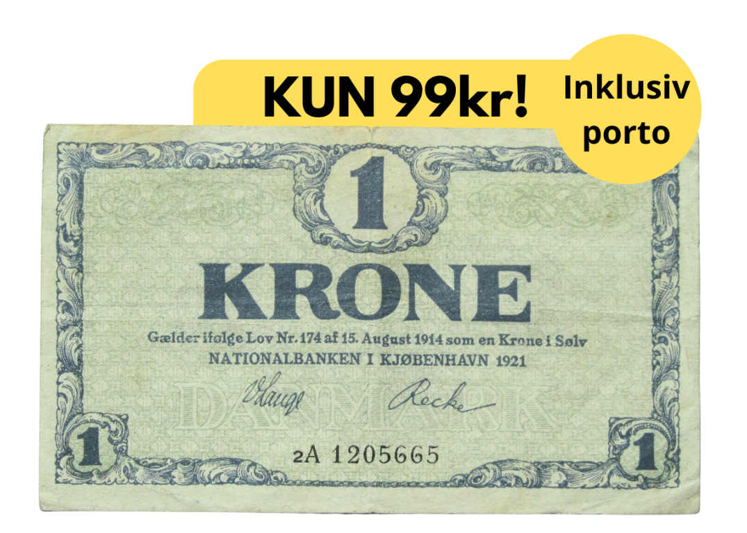 Få den eneste 1-kroneseddel i Danmarkshistorien!