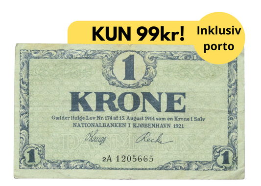 Få den eneste 1-kroneseddel i Danmarkshistorien