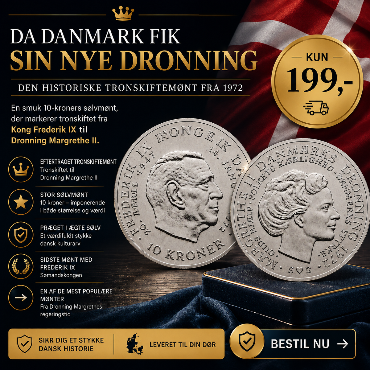 Få Dronning Margrethes Tronskiftemønt!