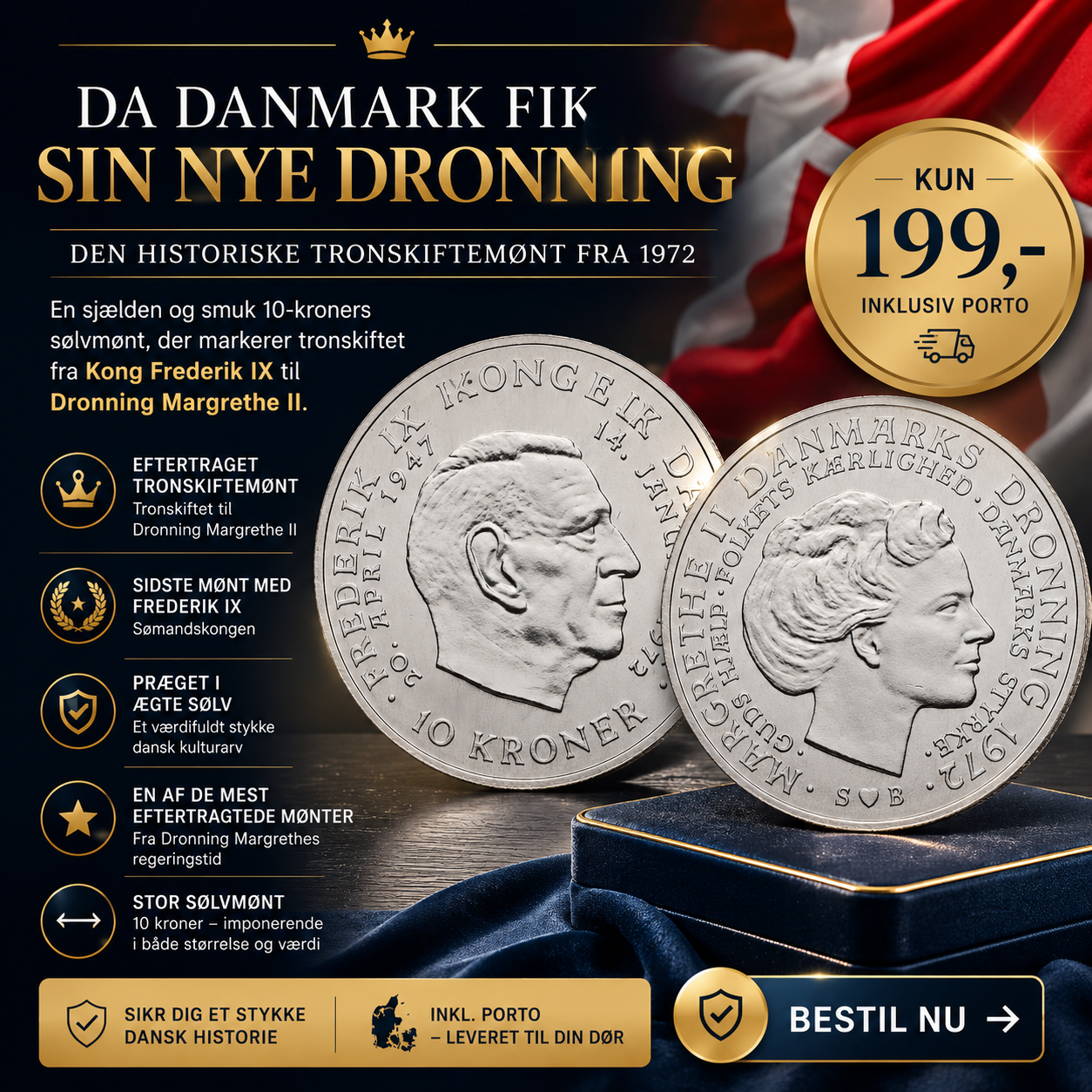 Få Dronning Margrethes Tronskiftemønt!